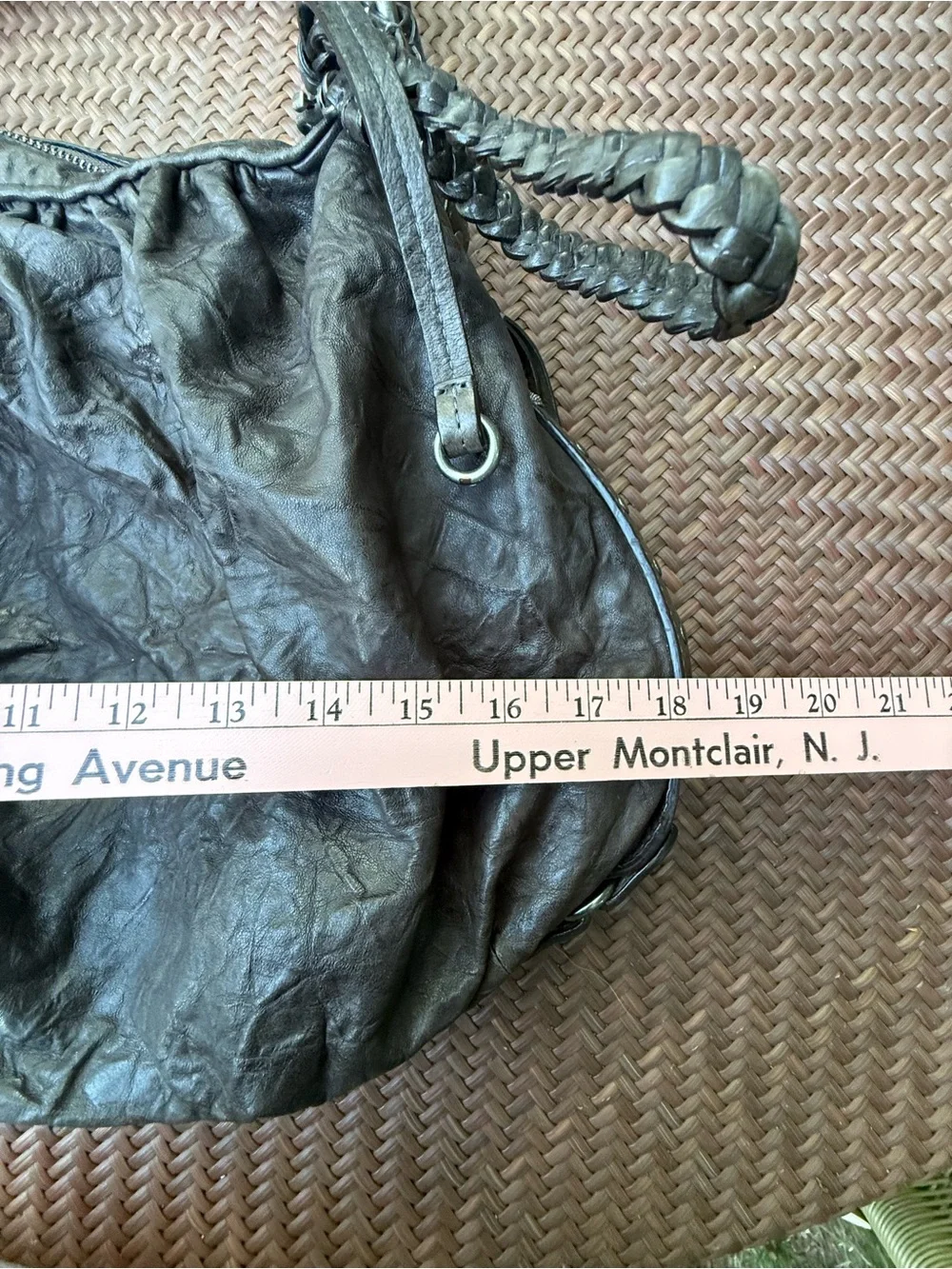 Juicy Couture Distressed Leather Hobo Bag Bronze Braided Strap Large Y2K